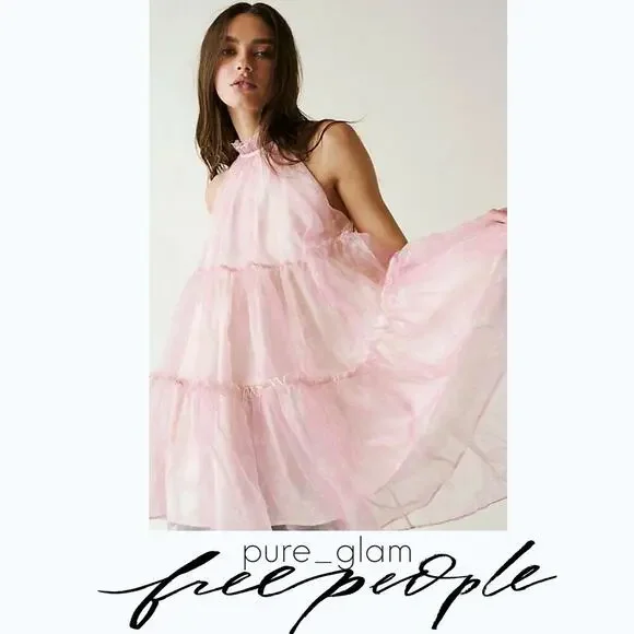 Free People fairy tiered ruffled mini dress summer party cocktail Women